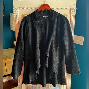 Mishca Open Front Scalloped Sweater Jacket